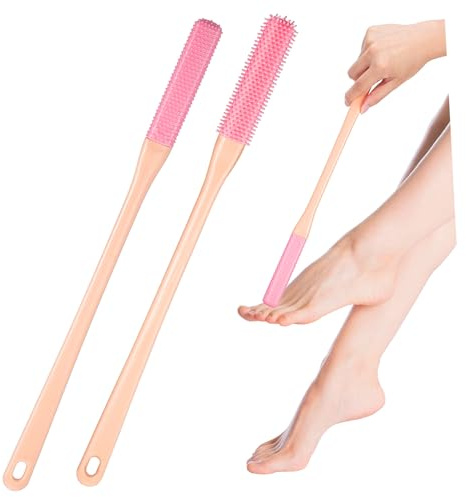 GANAZONO Silicone Foot Scrubber and Toe Brush Set 2pcs with Soft and Long Bristles for Shower Cleaning, Exfoliating Foot Care for Women and Seniors, Toe Gap Cleaner, Itch Relief