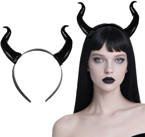 NIYANGLE Hörner Stirnband Teufelshörner Stirnband Schafshorn Haarband Für Erwachsene Gothic Tier Halloween Cosplay Kostüm Accessoires Fotoshooting Requisiten