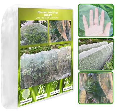 3x15m Garden Netting Mesh, Large Ultra Fine Insect Netting for Vegetable Fruit Flower Plant Crop Greenhouse Row Cover Barrier Protection Net for Birds Animals, Garden Neting for Raised Beds