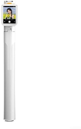 Allthingstore Trípode de mano para selfie RC con pantalla de control dual de 1,75 m, extensible, ligero, portátil para smartphone, cámara réflex digital, grabación de audio (blanco)
