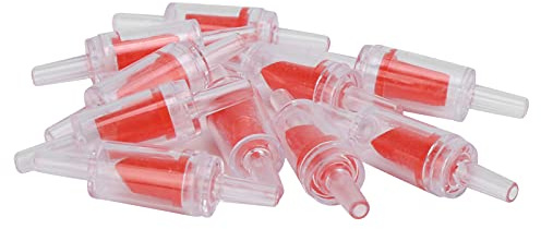 Valvole di ritegno per pompa d'aria unidirezionale da 10 pezzi Valvola di ritegno di non ritorno in plastica per acquario (Rosso trasparente)