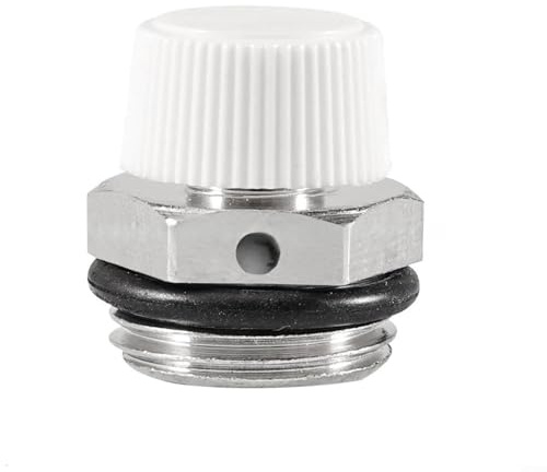Yuanpgky Válvula de purga automática para sistemas de calefacción, válvula de liberación de aire de cobre de rosca para radiador, paquete de 2, plata (cobre 1/2)