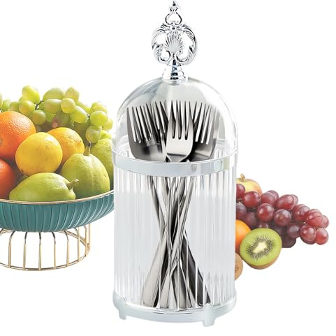 Contenitore porta cucchiaini da caffè, contenitore per utensili da bancone con coperchio, per feste, cucina, matrimoni, picnic, riunioni, sala da pranzo