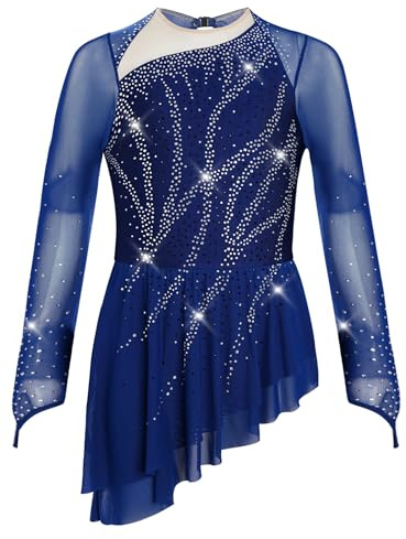Aislor Eiskunstlauf Kleid Mädchen Langarm Ballettkleid Rollkunstlauf Kürkleid Kinder Tanzkleid Gymnastikanzug Tanzkleidung Wettbewerb