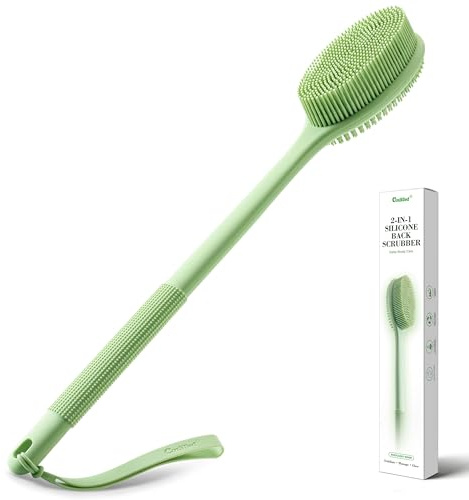 CORATED Silicone Back Scrubber,17.5 Long Handle Bath Brush, Avocado Whip