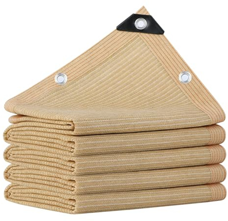 Telo Ombreggiante Beige 4x8m HDPE Rete Parasole con Occhielli | HDPE 90% Protezione UV Traspirante con Occhielli per Balcone, Terrazzo, Giardino, Serra - Effetto Raffreddamento per Estate