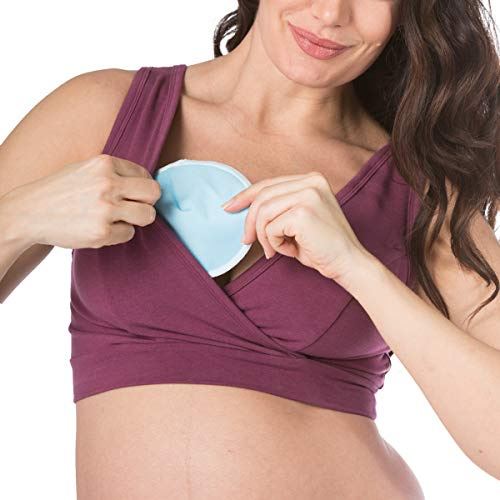 Fishers Finery Wireless Maternity Bra w/Washable Nursing Pad Set (Wine, XS)