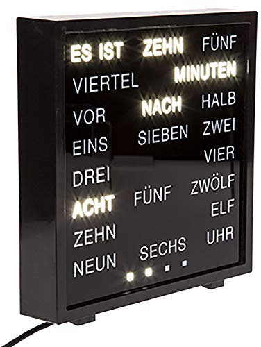 Out of the Blue 79/3263 - Uhr mit Wort Anzeige deutsch, ca. 16,5 x 16,5 cm aus Kunststoff, mit Adapter