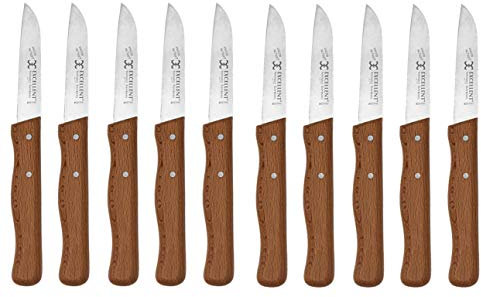 Set 10 x Solingen Küchenmesser - Kleines Solinger Allzweckmesser für die Küche - Gemüsemesser - Obstmesser - Schälmesser - Edelstahl rostfrei - Heft aus Echtholz