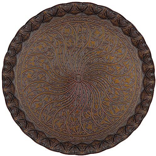 Alisveristime Türkisches osmanisches Serviertablett für Kaffee und Tee, 30 cm, gewelltes Zamak-Tablett mit traditionellen Motiven, erhältlich in fünf Farbvarianten (autentisch)