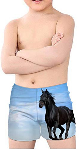 chaqlin Hawaiin Strandhose, Shorts für Kinder, für Jungen, Sommer, Strand, Sport, Surfen, Schwimmbrett, elastische Taille, für Alter 5–14 Jahre Gr. Taille 58/61 cm(7-8 Jahre), Pferd 2