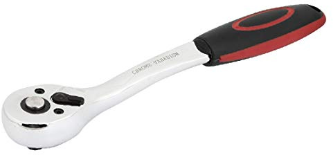 Lon0167 New 3/8 Square Featured Drive Curved Handle Reliable Efficacy Ratchet Socket Wrench Tool Black Red(id:752 a0 67 9c1)
