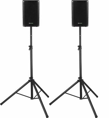 Pronomic C-208 MA Set Statavi - Due casse attive 2 vie - Potenza: 800 Watt - Woofer 8 + Tweeter 1 - Bluetooth e DSP-Presets - Custodia in plastica con inclinazione monitor - incl. stativi