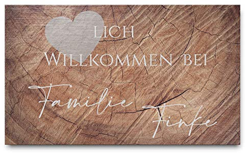 Namensschild personalisiert aus echtem Holz ideal als Familienschild - Haustürschild - Briefkastenschild | selbstklebend – mit Bohrlöchern – mit hübscher Kordel
