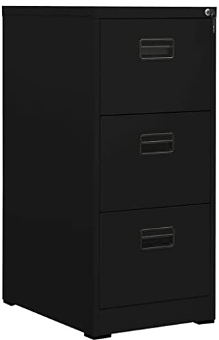 vidaXL Aktenschrank Büroschrank Metallschrank Schrank Stahlschrank Schubladenschrank Bürocontainer Lagerschrank Schwarz 46x62x102,5cm Stahl