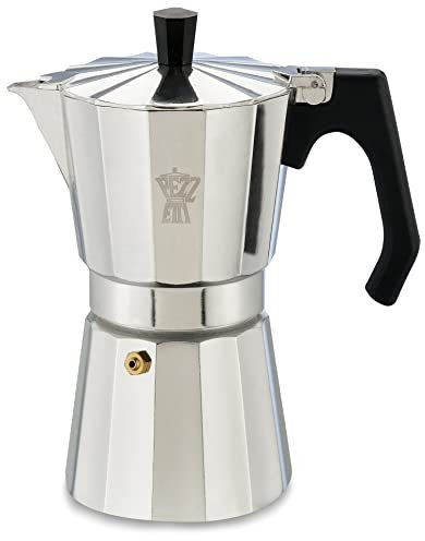 PEZZETTI, Luxexpress Caffettiera 6 Tazze in Alluminio, Manico Ergonomico Resistente al Calore, Per Piani a Gas, Elettrici e Vetroceramica