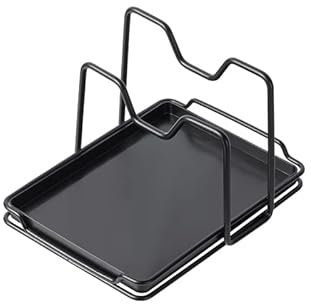 Moqing Support de Couvercle de Pot, Repose Cuillère Cuisine, Supports pour plaques de Cuisson et Planches à découper et avec plateau de goutte (Noir)