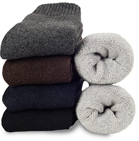 Josnown 5 Pairs Thermal Socks for Men, Thick Boot Warm Wool Winter Socks, UK 6-11