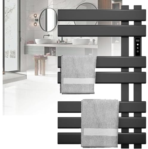 MegLob Bathroom Wall Heater Electric Towel Warmer, 235W Electric Towel Radiator for Bathroom, Large Capacity Hotel Bathrob Warmer, 7 Heated Bars Towel Dryer with Smart Touch Control,Black