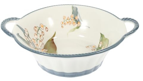 Kichvoe Ciotola Ceramica Con Manici Insalatiera E Ciotola Per Zuppa Ramen E Pasta Design Nordic Per Servire Casa E Ristoranti Funzionalità