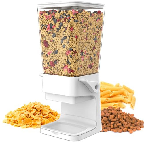 Hovea - Dispenser Cereali e Cibo - Capacità 5L - Distributore di Muesli, Pasta - Dispenser Alimentare Cibo Cani e Gatti - Cucina, Colazione - Bianco - CR500
