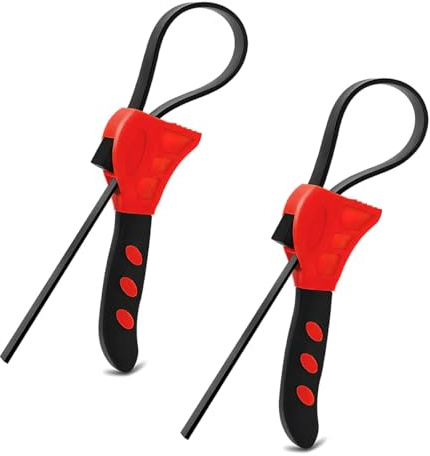 JNNJ 2 Stück Bandschlüssel, Bandschlüssel Gummi, Verstellbares ölfilter Bandschlüssel, Universal Rohrzange Für Autoreparatur Schiffsreparatur Pipelinereparatur(Rot)