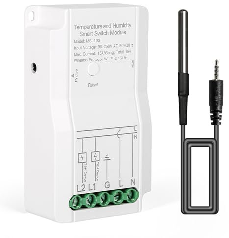 BuyWeek Temperaturregler Smart Thermostat WiFi DIY Switch Modul Temperaturschalter mit Tuya APP Timing, Dual Output Controller Zuhause Temperatursensor für Brewing Inkubation Pflanzenkultur