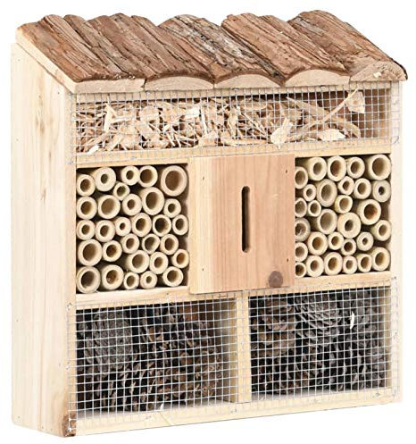 Homgoday Insektenhotel 30x10x30 cm Firwood Schmetterlingshäuser Haus & Garten