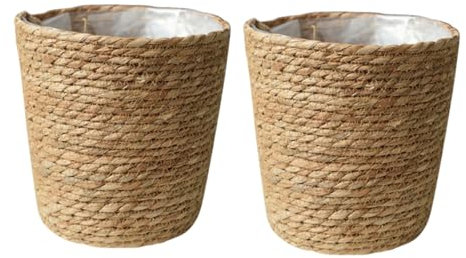 BCOATH Cesta De Marinas Tejida para Macetas y Almacenamiento 2 Unidades Diseño Retro Natural para Jardín, Hogar y Sala De Estar Decoración Funcional