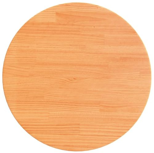 vidaXL Tischplatte, Holzplatte Rund, Massivholzplatte für Tisch Couchtisch Kaffeetisch, Ersatztischplatte, Wachsbraun Ø60x2,5cm Massivholz Kiefer