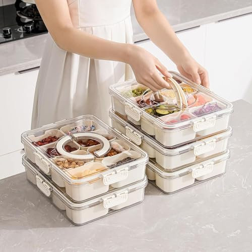 HYGRAD BUILT TO SURVIVE Snack Box With Compartments- Portable Snackle Box for Fruit, Veges, Candy, Nuts -Perfect Masala Dabba for Seasoning,Spice and Herb- Ideal for Party and Picnic (8 Compartment)