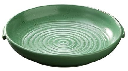 NEBE Assiette Assiette à Double Oreille en céramique rétro Assiette Creuse de Restaurant Assiette à Dessert Assiettes à pâtes Assiettes à Salade créatives Vaisselle spécialisée Vaisselle(B 8.25 inch)