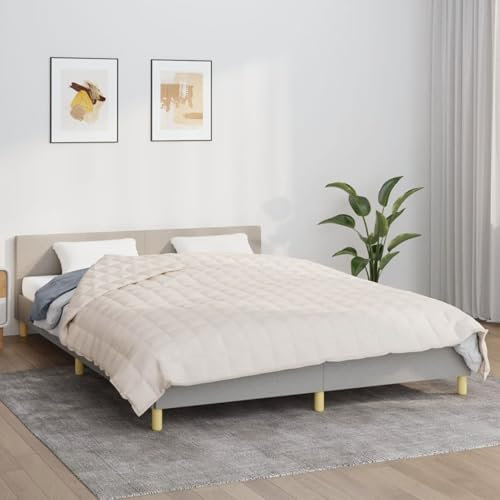 Juroupi Gewichtsdecke Weighted Blanket Schwere Decke Zum Schlafen Schwere Decke Hellcreme 220x240 cm 15 kg Stoff