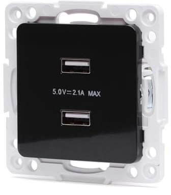 Adattatore per 2 prese USB in stile tedesco e francese, colore nero. Ideale per collegare i tuoi dispositivi elettronici in modo efficiente e moderno. Migliora la tua connettività oggi!