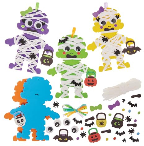 Baker Ross FN299 Halloween Mumie Weben Dekoration Kits- 5er-Pack, Halloween Basteldekorationen für Kinder