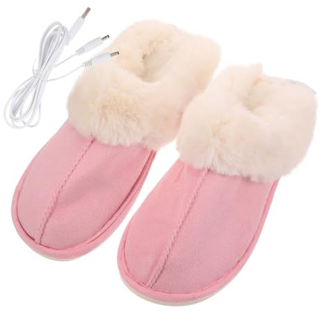 WRITWAA Beheizbare Hausschuhe Damen Usb Elektro Fußwärmer Pantoffeln Aus Plüsch Warme Hausschuhe Für Innen Und Außen Atmungsaktiv Geeignet Für Herbst Und Kaltes Wetter