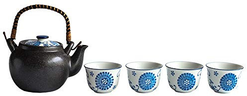 Set da tè Teiera giapponese con manico e set da tè Servizio da 4 adulti Splendidamente confezionato in scatola regalo Eccellente decorazione per la casa asiatica Adatto per tè o caffè Set di tazze da