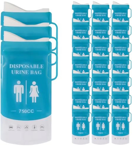 CUCUFA 24PCS Disposable Urine Bags 750ml Emergency Portable Urinal for Men Women Leakproof Pee Bags for Road Trips Pee Bags