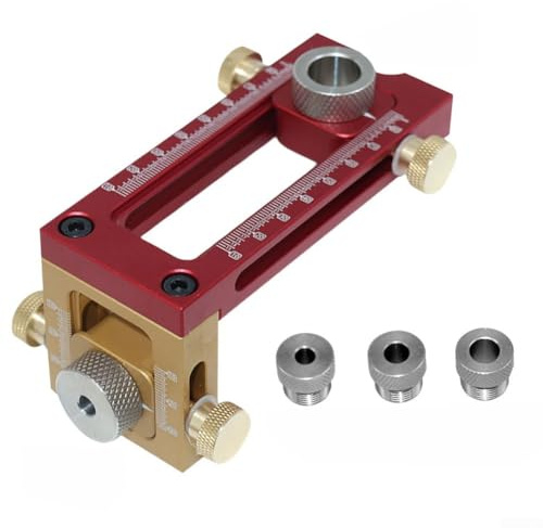 Diverse applicazioni 2 in 1 Doweling Jig con diverse opzioni di manicotto per diversi trapani (Set A)