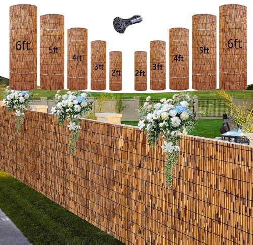 MZQMK Valla De Caña Natural Valla De Privacidad Cañizo Jardin Ocultacion For Patio, Jardín, Balcón, Cortina De Pantalla De Caña(0.61x5m/2x16.4ft)
