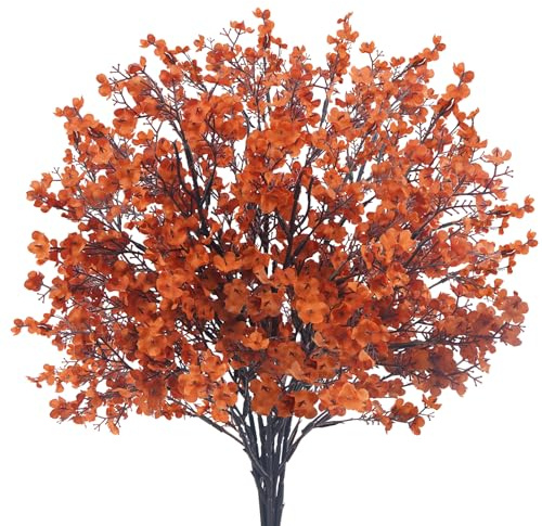 Fairblo 6 Stück Schleierkraut Künstlich Orange Seidenblumen Wie Echt Herbst Gypsophila Künstlich Unechte Blumen für Vase Heimdekoration Hochzeit Esstisch Herbstdekoration