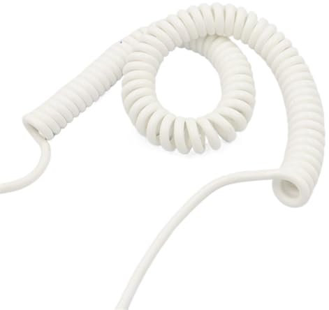YDHSIKK Cable en espiral cubierta de poliuretano， Cable espiral elástico de 6 núcleos, calibre 26 AWG, de 1 a 8 metros, blanco, de 0,15 mm, cuadrado, retráctil.(Stretch 2 meter)