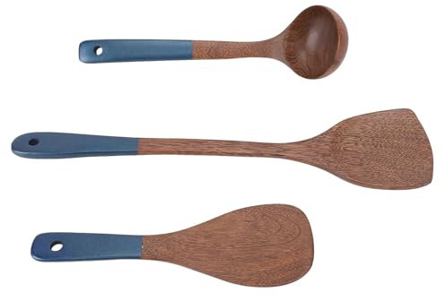 SIXRUN Utensilios de Cocina de Madera Flexibles y Resistentes para la Cocina de la Cuchara de Madera con Cucharada de Cucharada para Principiantes Opción Ideal para Decoración de la Compuesta (A)