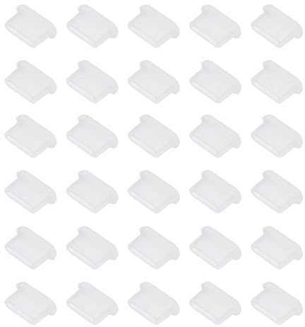 PATIKIL 0.4 Inch USB Type C Dust Plug, 30 Pcs Anti Dust Plug Cover Silicone Charging Cap Port Cover Protector Female End for USB Computer Cell Phone Port Device, Clear