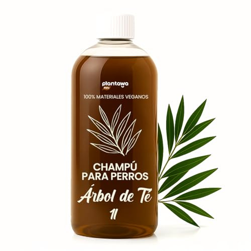 PLANTAWA Champú Árbol de Té para Perros 1L | Piel Sensible y Pelo Brillante | Calma Picores, Sin Irritaciones, Uso Frecuente, Aroma Natural | Apto para Todas Las Razas