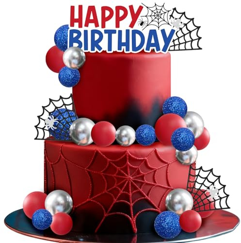 Spinnen Tortendeko Junge, 36 Stück Kindergeburtstag Kuchen Deko, Spider Cake Decoration, Spinnen Torte Deko für Jungen Geburtstag Mottoparty Zubehör (B)