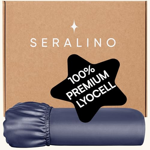 Seralino Spannbettlaken 90x200cm Blau Dunkelblau| Mako Satin Bettlaken 90x200| 100% Lyocell| weiches Spannbetttuch 90x200 (bis 30cm Steghöhe)| Bettbezug Blau