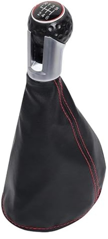 Manuell Schaltknauf Kompatibel mit VW Kompatibel mit Golf 3 Kompatibel mit Jetta MK3 Kompatibel mit Polo 5 6 Gang MT Auto Schaltknauf Hebel Stick Shift PU Leder(Black Red,6 speed)