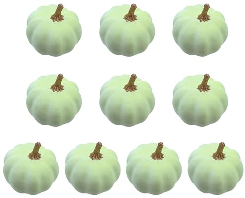 alloneslife Confezione da 10 zucche artificiali ornamentali facili da pulire, decorazione per le vacanze, per vetrine di aule e negozi, realistiche, in schiuma