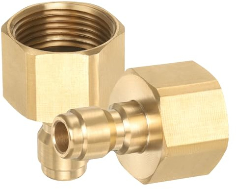 sourcing map 2Pcs Pressure Washer Adapter, 1/4 Male Quick Plug to M22 Female Quick Connect Fittings Brass Swivel Adapter for Pressure Power Washers Hose